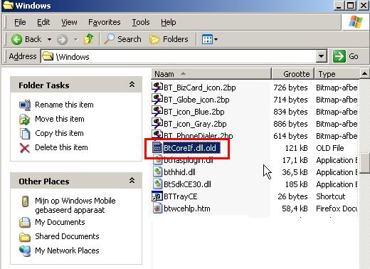 Btcoreif.dll is hernoemd.