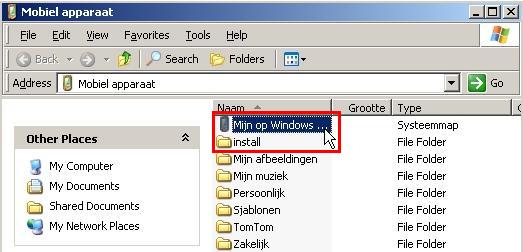 Open de map Mijn op Windows Mobile gebaseerd apparaat.
