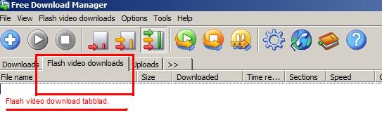 Het tabblad "flash videos downloads"