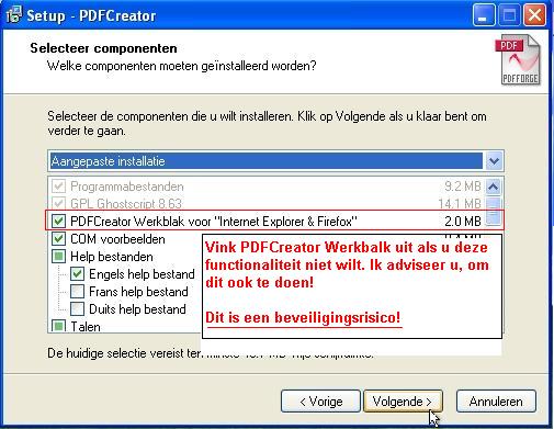 PDF Creator zet het werkbalk uit!