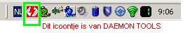 Plaatje van het rode daemon tools icoon in de system tray.